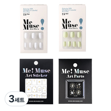 미뮤즈 민트플로리아 네일 4종 세트 SMINF4, 네일 팁 2종 + 아트스티커 + 아트파츠, 3세트