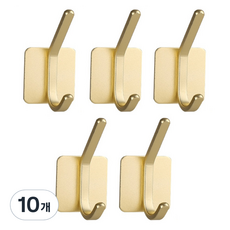 홈다움 무타공 내맘대로 욕실정리템 스테인리스 접착식 이중걸이후크, 10개, 골드