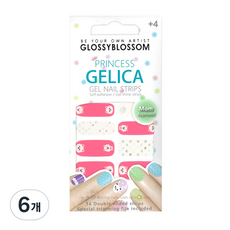 글로시블라썸 프린세스 젤리카 어린이 젤 네일 스트립, 해피퍼피, 6개