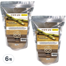미다온 비정제 사탕수수 설탕, 1.5kg, 6개