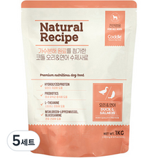 코들 전연령 강아지 네이처 레시피 가수분해 습식 수제사료 5p, 오리+연어, 1kg, 5세트