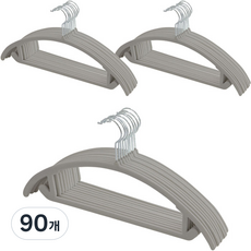 Nature Living 防肩角變形天鵝絨防滑衣架, 90個, 淺灰色