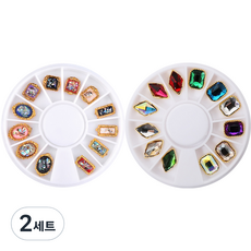 Awesome Jelly 自助美甲 圓頂寶石 貝殼 鑽石飾品 24件組 2-165&192, 混合顏色, 2套