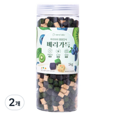 제로랩스 강아지 국내산 노즈워크 영양간식 베리가득 져키, 혼합맛(키위/블루베리/요거트), 1kg, 2개