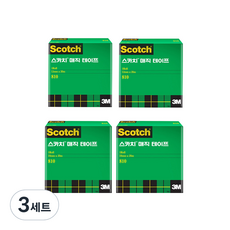 쓰리엠 스카치 매직 테이프 리필 12mm x 20m 2p + 매직 테이프 리필 18mm x 20m 2p 세트, 혼합색상, 3세트