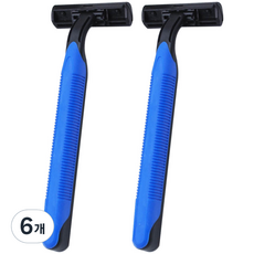 블루마켓 스테인리스 스틸 일회용 면도기 블루, 6개, 1개입