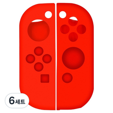 호후 닌텐도 스위치 OLED 조이콘 실리콘 케이스 말랑커버 세트, 레드, 6세트