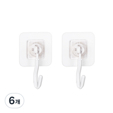 deHUb 黏貼式多用途掛鉤, 單一顏色, 6個