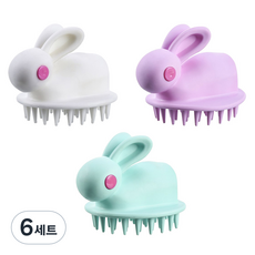 JOYMULTI 矽膠兒童洗髮刷3件組, 6套, 薄荷綠 + 粉紅色 + 白色