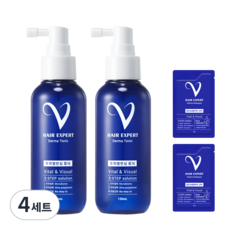 브이헤어엑스퍼트 더마 탈모완화 두피토닉 120ml x 2p + 샴푸 볼륨 플러스 8g x 2p 세트, 4개
