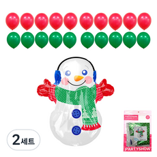 PARTYSHOW 聖誕節兒童造型可愛雪人派對裝飾氣球 + 聖誕節2款x10入組, 2套, 混合顏色