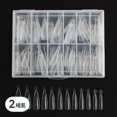 細高跟雙指甲尖 14 x 5p 套裝, 單色, 2組