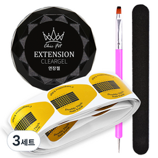 別緻的美甲美甲延長美甲套裝, 延長透明凝膠5g+指甲泡沫紙50p+雙指甲刷+指甲銼, 3組