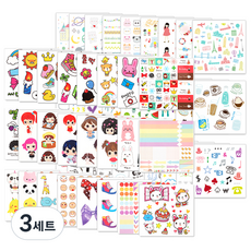 투영디자인 다이어리 꾸미기 인스 스티커 52종 세트, 혼합색상, 3세트