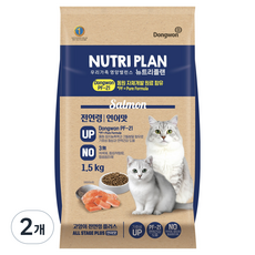 동원뉴트리플랜 전연령 고양이 플러스 연어맛 건식사료, 연어, 1.5kg, 2개