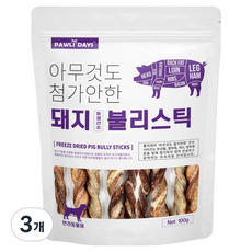 폴리데이 강아지 아무것도 첨가안한 동결건조간식, 100g, 3개, 돼지불리스틱