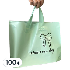 마켓감성 좋은하루 리본 쇼핑백, 민트그린, 100개