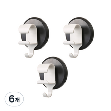 ABC 2in1 免鑽孔臉盆掛勾, 黑色, 6個