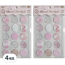 OLIVEPARTY 立體喜帖封蠟貼紙 花朵手帳裝飾 15入組, 粉紅色, 4套