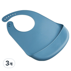 老人成人用防水矽膠圍兜, 3個, 藍色