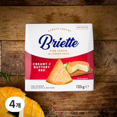 브리에뜨 크리미 엔 버터리 레드 치즈, 125g, 1개입, 4개