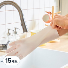 코멧 질긴 니트릴 고무장갑, 화이트, 중(M), 15세트