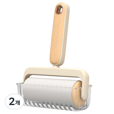 피어니스트 투명 커버 롤러 테이프클리너 본품 옐로우, 2개
