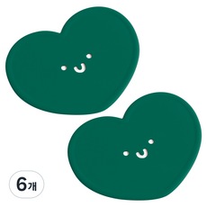 에이드엘 펀칭하트 실리콘 컵받침, 카키, 6개