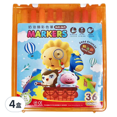 雄獅奶油獅彩色筆 色彩鮮豔 安全 無銳角設計 手提把手, 36色, 4盒