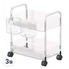 FAmILyLIFE 生活 透明附輪夾縫2層置物架 基本款 附掛籃2個, A-212, 3個