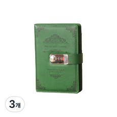 復古鎖頭秘密日記本, 綠色, 3個