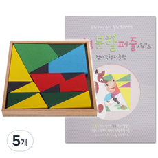[우드엠코리아] 도형분할퍼즐 정사각형+교재, 혼합, 5개