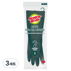 스카치브라이트 3M 고리형 고무장갑 양손착용 세트, 다크그린, 소(S), 3개