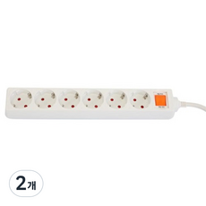 스마토 LED 과전류 차단스위치 멀티탭 6구 NM6-10S, 9.5m, 화이트, 2개