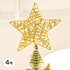 flowertree 聖誕樹裝飾樹頂星, 亮金色, 4個