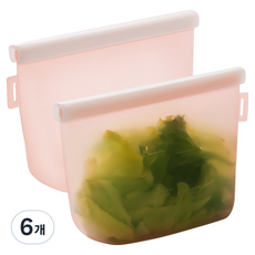 lilive 더블락 실리콘 지퍼백 핑크, 1L, 1개입, 6개