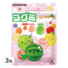 UHA 味覺糖 西瓜遊戲 酷Q彌軟糖 水果味 款式隨機, 3包, 60g