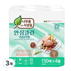 나무를심는사람들 안심클린 천연펄프 키친타월, 4개입, 3개