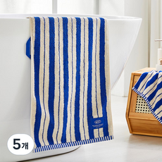 Modern House ETF 雙條紋洗臉毛巾 190g 棉紗 40 x 80 cm, 5個, 藍色