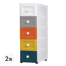 抽屜夾縫儲物收納櫃 密封款 5層, 34 x 18 x 82cm, 莫蘭迪色, 2個