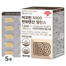 동화약품 비오틴 5000 판토텐산 밸런스, 60정, 5개