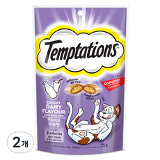 템테이션 고양이 부드러운 스낵, 우유맛, 75g, 2개