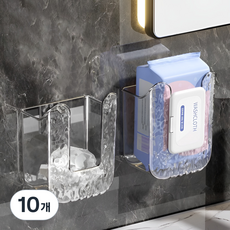 Ju and Ji 免鑽孔濕紙巾蓋盒支架, 10個, 透明