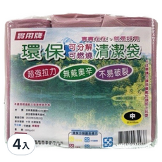 實用牌600g加厚環保清潔袋 中 55 x 65cm 顏色隨機, 4入