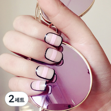 ecody 透明裸色系列美甲片 24p + 雙面膠, 混合顏色, 2套