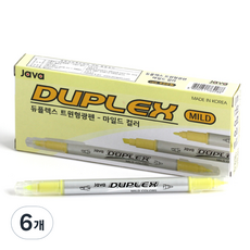 JAVAPEN 雙倍雙頭溫和螢光筆 12入, 黃色的, 6個