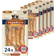 베게브랜드 강아지 스마트 베게본 꽈배기 덴탈껌 4p, 혼합맛(치킨/밀크), 52g, 24개