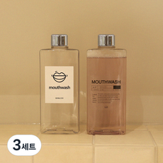 마우스워시 국내산 제족 가글 소분용기 350ml x 2p + 마우스 워시 2종 x 2p 세트, 투명, 3세트