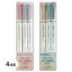 ICONIC 雙線裝飾筆 01 SPRING 3種+02 LAKE 3種組, 01 SPRING, 02 LAKE, 2套