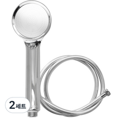 bathtem Rewater Pure 增壓蓮蓬頭 + PVC 淋浴軟管 2m 套組, 銀色(蓮蓬頭), 灰色(淋浴軟管), 2個